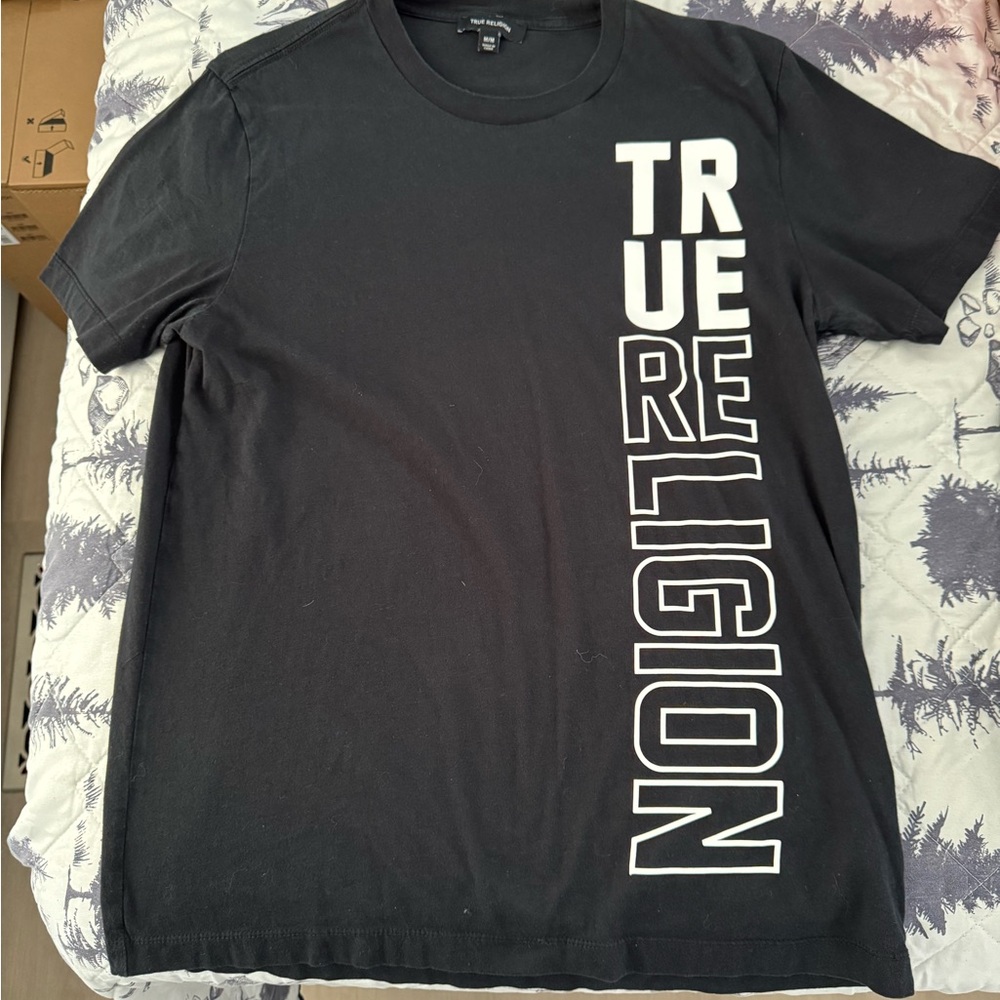 True Religion Black Vertical Logo T-Shirt